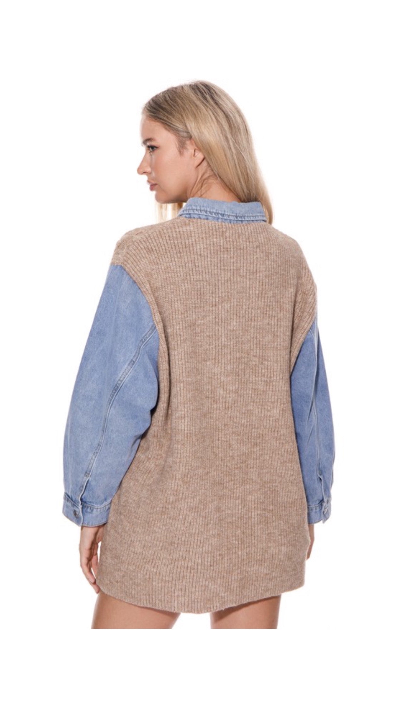 NC knit denim cardigan