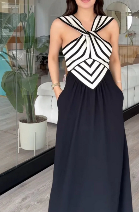Norelle black and White Dress