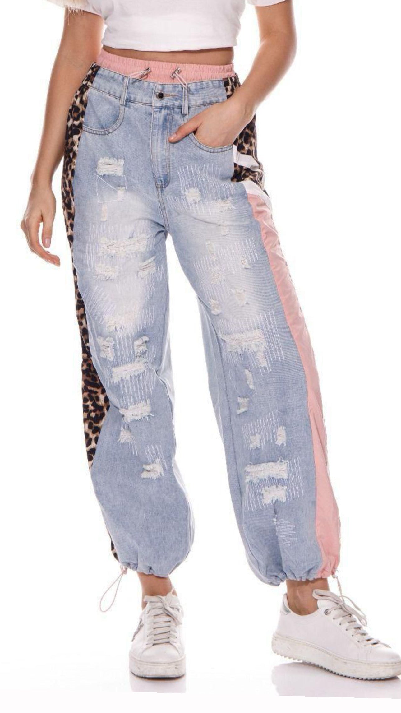 Leopard Ripped Jeans