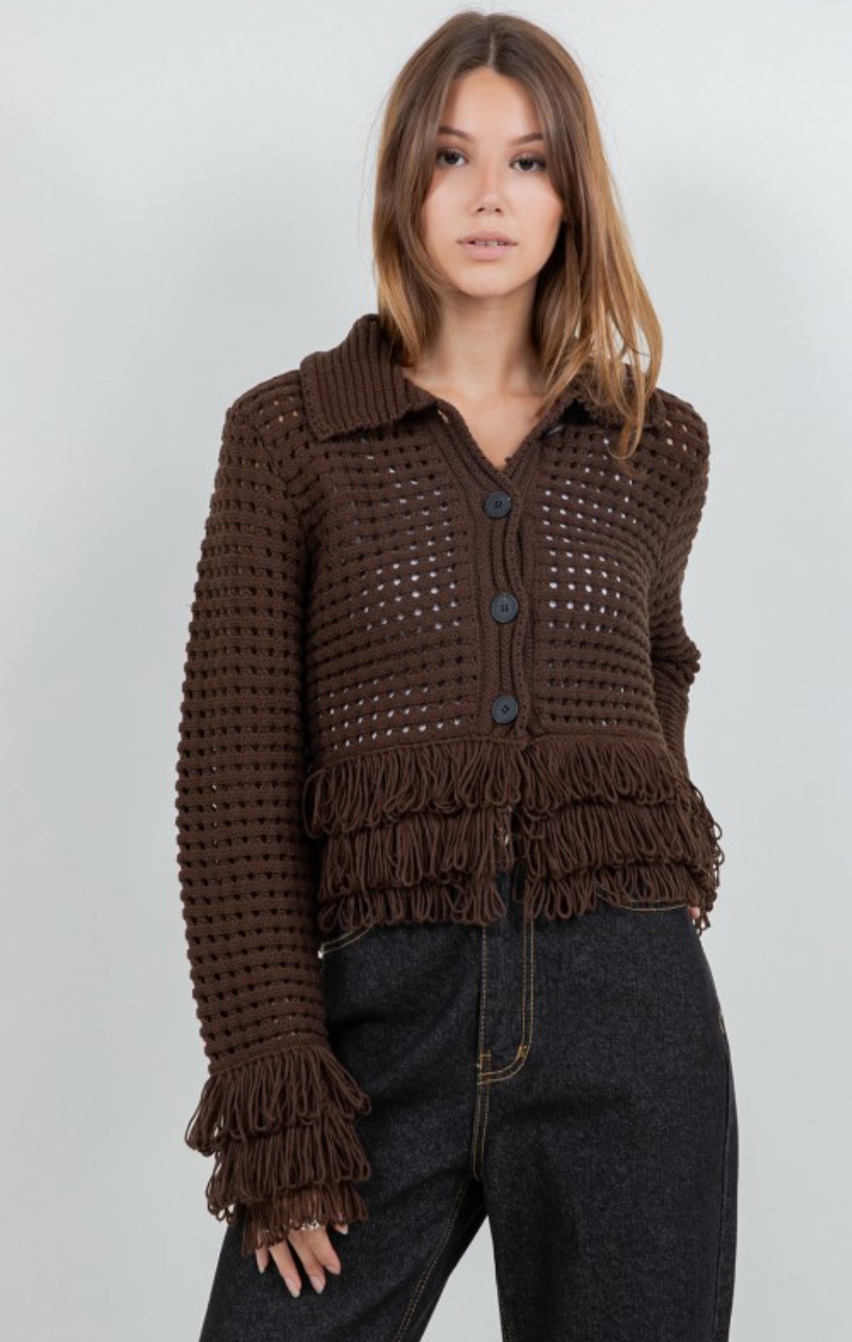 Gabriella Fringe Cardigan – Sunsets are pink LLC