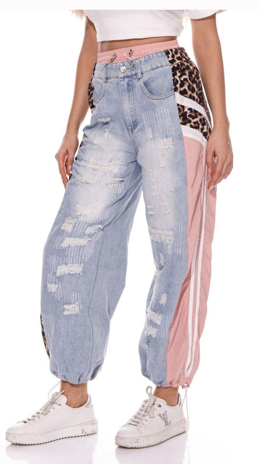 Leopard Ripped Jeans