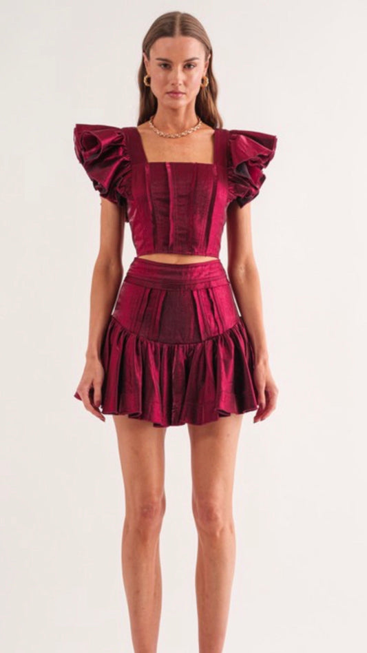Merlot Ruffle Skirt Set