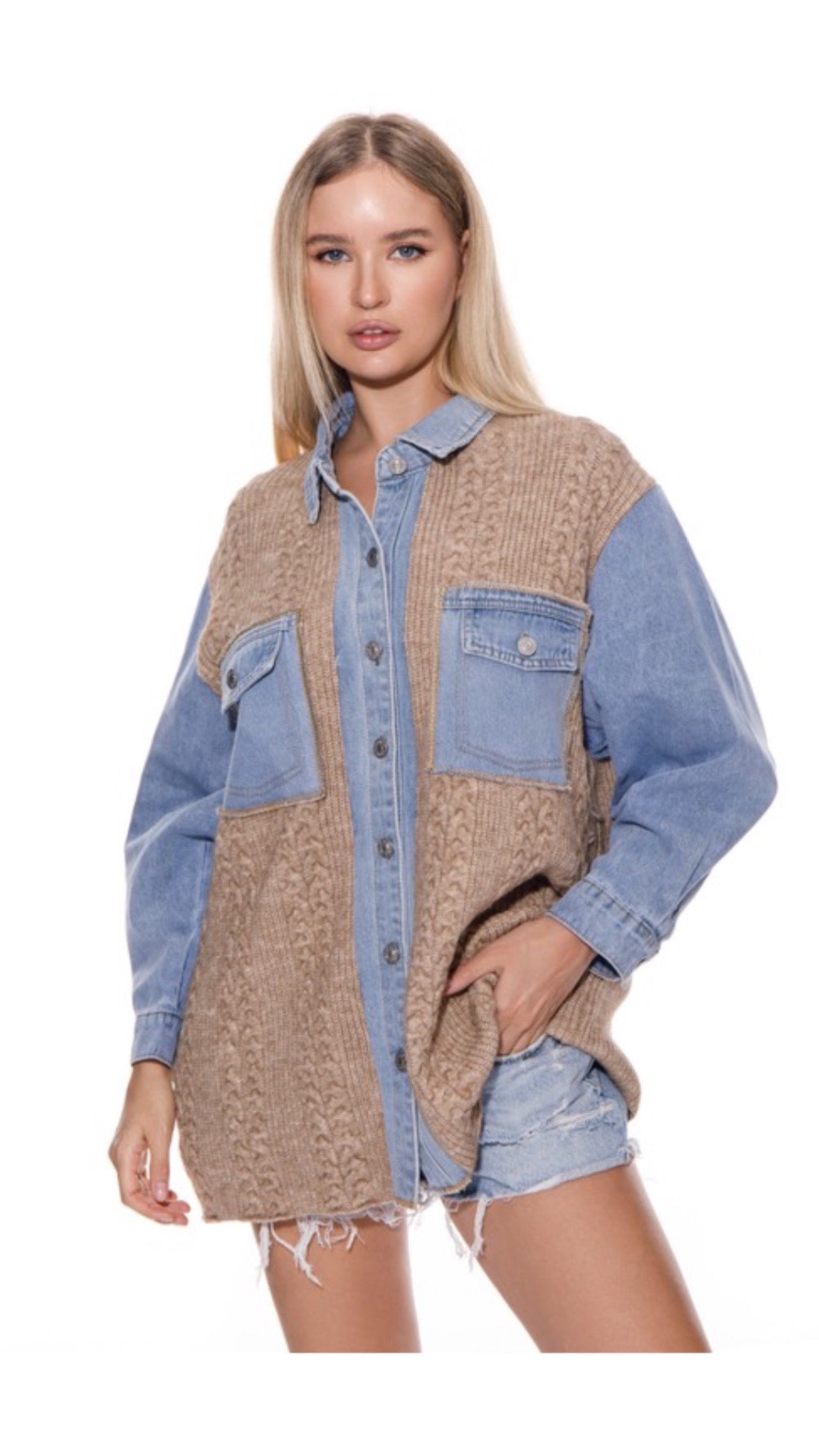 NC knit denim cardigan