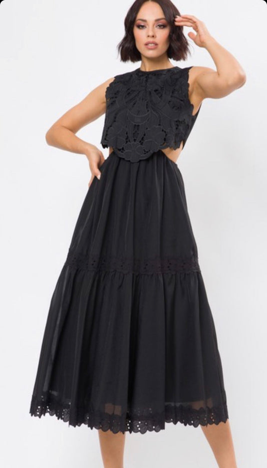 Midi Lace Chiffon Dress